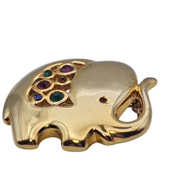 Elephant 3pc Lot Set Brooches Gold Toned Rhinestone Figural Pin Safari Animals - Picture 2 of 15